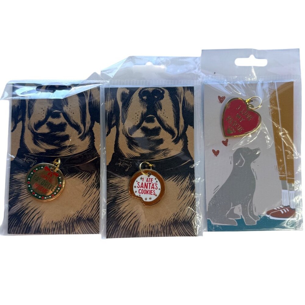 Primitives By Kathy Pet Collar Charms Metal Enamel Holiday Design